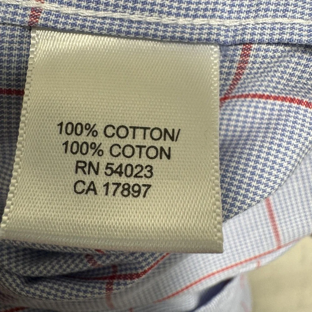 Banana Republic Dress Shirt‎ Mens 14-14.5 Blue Check Non Iron Classic Fit